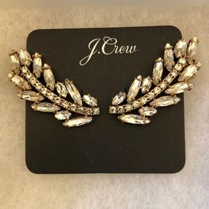 J Crew Pave Feather Crystal Earrings